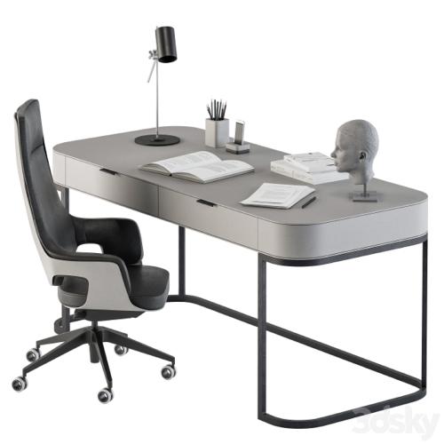 Gray and Black Writing Desk - Office Set 180