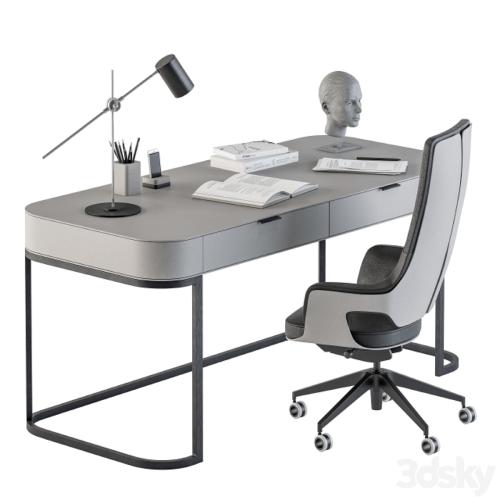 Gray and Black Writing Desk - Office Set 180