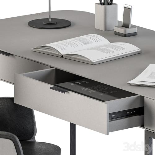 Gray and Black Writing Desk - Office Set 180