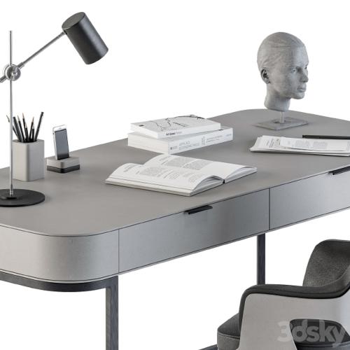 Gray and Black Writing Desk - Office Set 180