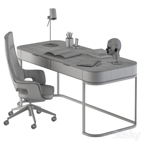 Gray and Black Writing Desk - Office Set 180