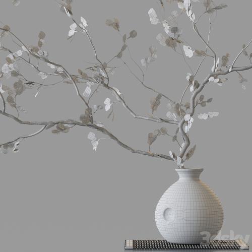 Plum branch in flower arrangement vase