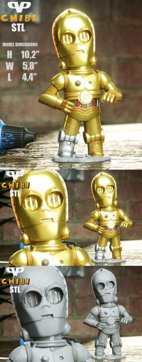 3DXM – C-3PO Chibi – 3D Print Model