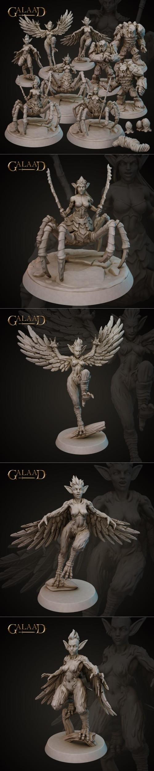 Galaad Miniatures – Driders Harpys and Golems – 3D Print Model STL