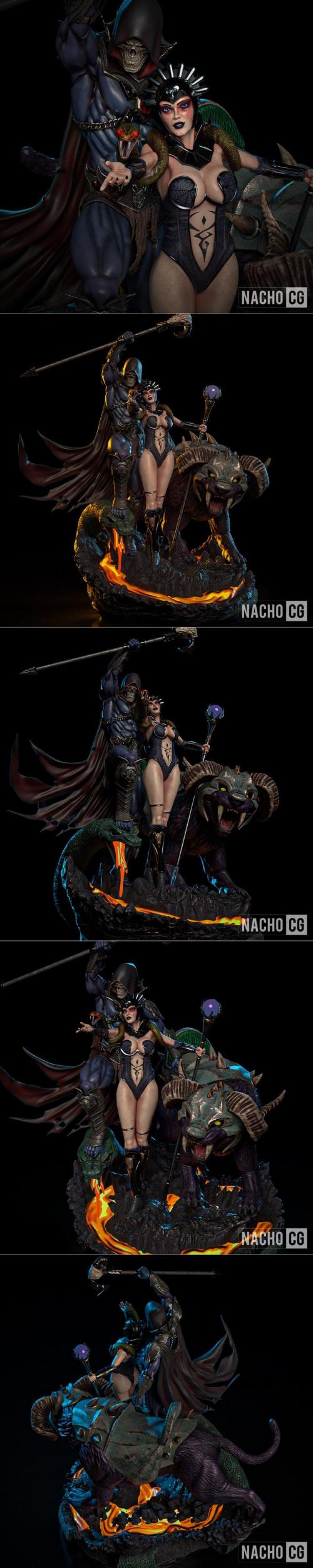 Fan Art – Skeletor Evil-lyn and Panthor Diorama – 3D Print Model STL