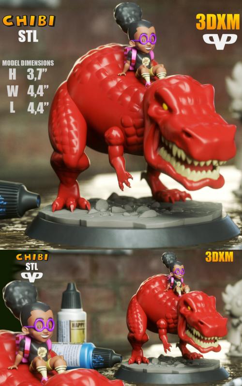 3DXM – Moon Girl & Devil Dino Chibi – 3D Print Model