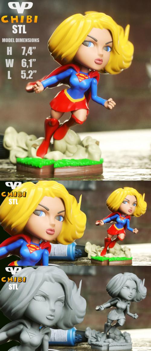 3DXM – Supergirl Chibi – 3D Print Model