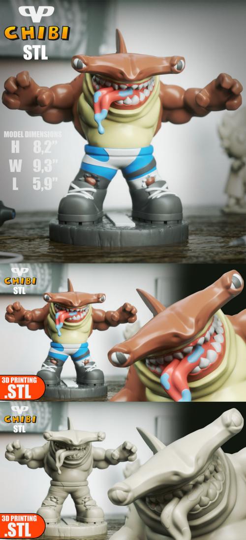 3DXM – Street Sharks Jab Chibi – 3D Print Model