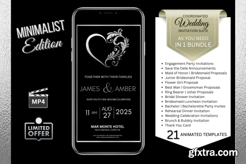 CreativeFabrica  - Wedding Invitations - Elegant Silver (Black Background) Bundle