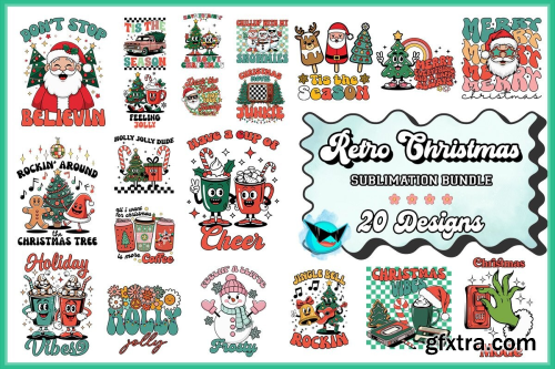 CreativeFabrica  - Retro Christmas Sublimation Bundle