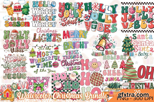 CreativeFabrica  - Watercolor Christmas Clipart PNG Bundle