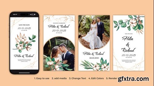 Videohive Watercolor Floral Wedding Instagram Stories 54513352