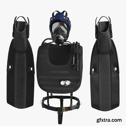 Diving Equipment with Fins VR / AR / low-poly 3d model