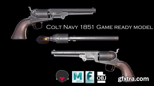 Colt Navy 1851 GAME READY MODEL VR / AR / low-poly 3d model