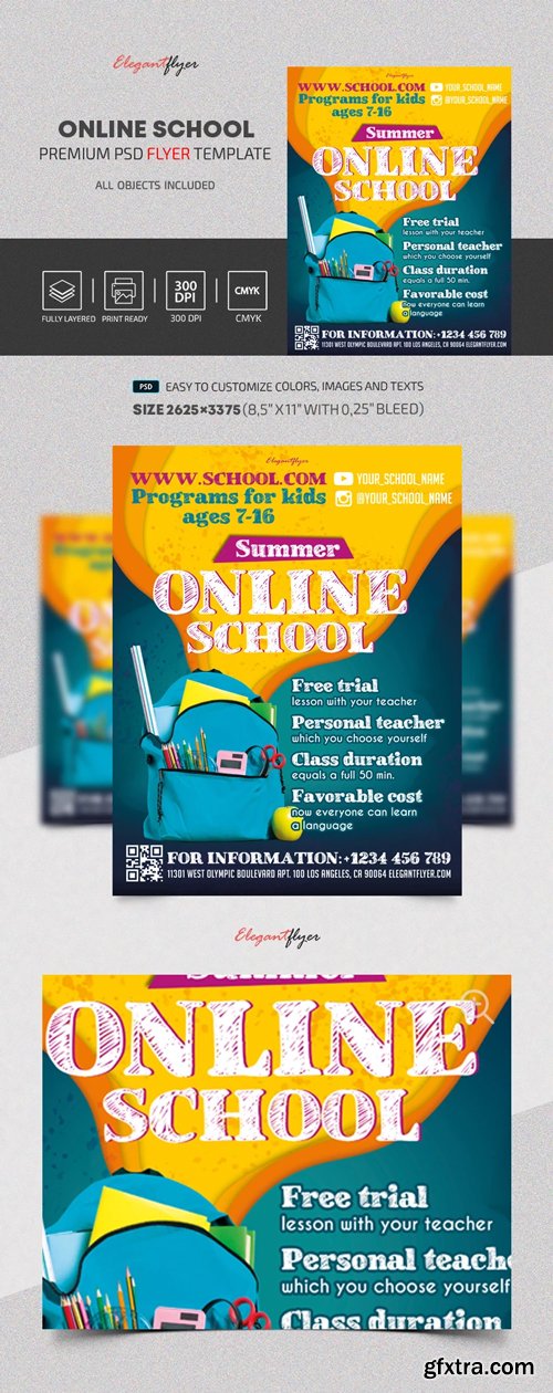 Online School Flyer - Premium Flyer template (PSD)