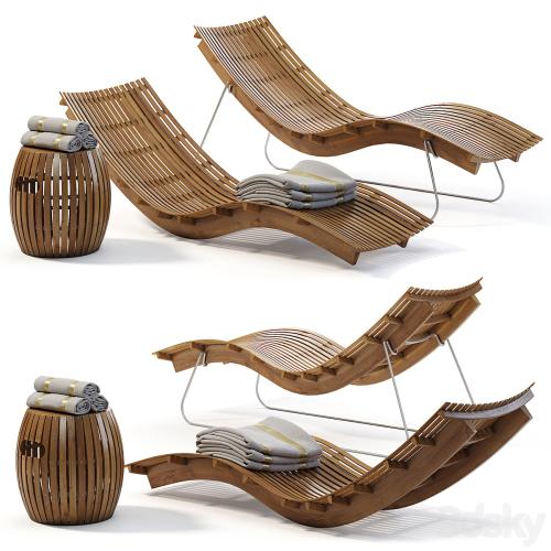 Swing teak stacking chaise longue