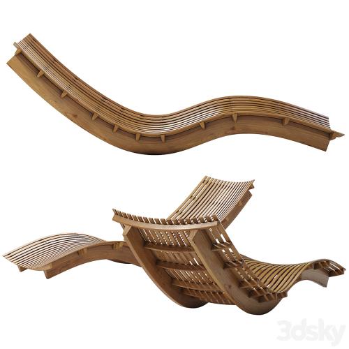 Swing teak stacking chaise longue