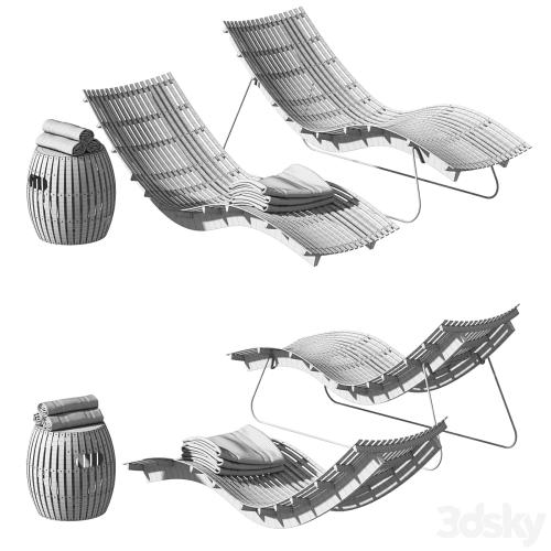 Swing teak stacking chaise longue