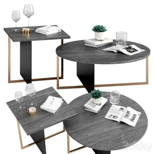 West Elm Korsa Oak + Copper Coffee & Side Table