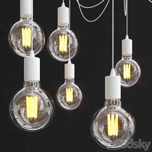 10 Light Cable Chandelier in white