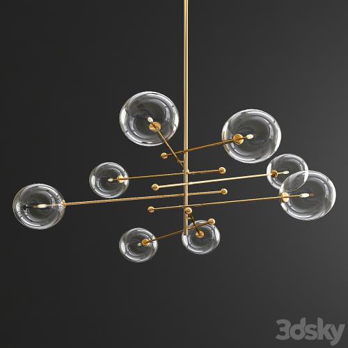 Glass Globe Mobile 8 Arm Chandelier - Gold