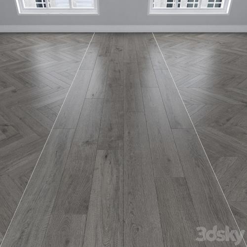 Parquet Oak gray, 3 types: herringbone, linear, chevron.