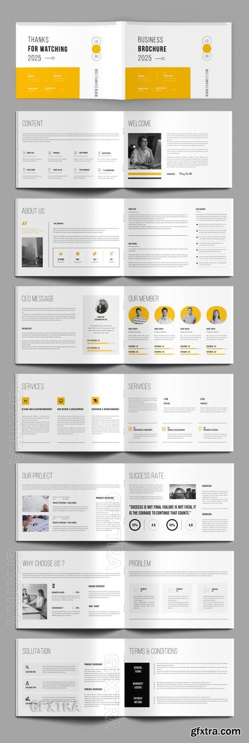 Company Brochure Landscape Layout with Yellow Accents 769143330