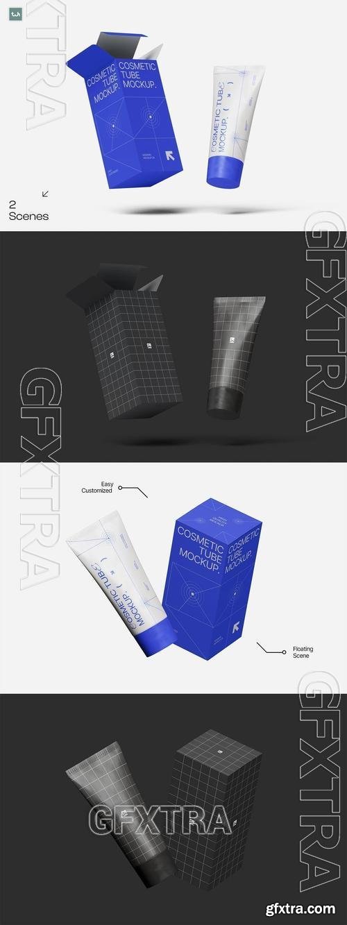 Floating Cosmetic Tube Packaging Mockup | 004 UVL38XQ