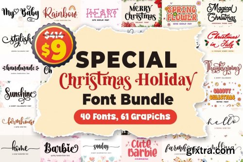 Ultimate Christmas Holiday Font & Graphics Bundle