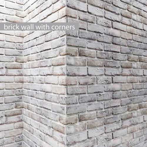 Brick wall with corners, Masonry, brick, loft, decorative, panel, wall, corner, whitewashed brick, white