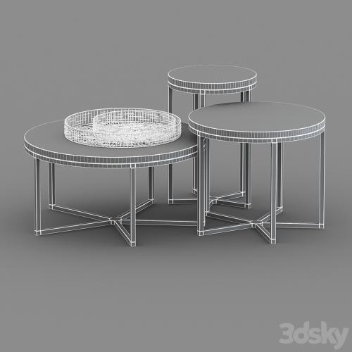 Dome deco set of coffee tables with decor