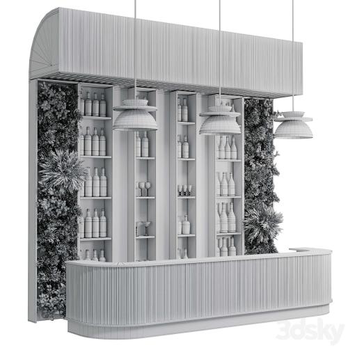 Reception Desk for Restaurant and Caffe with cabinet wine rack set 09