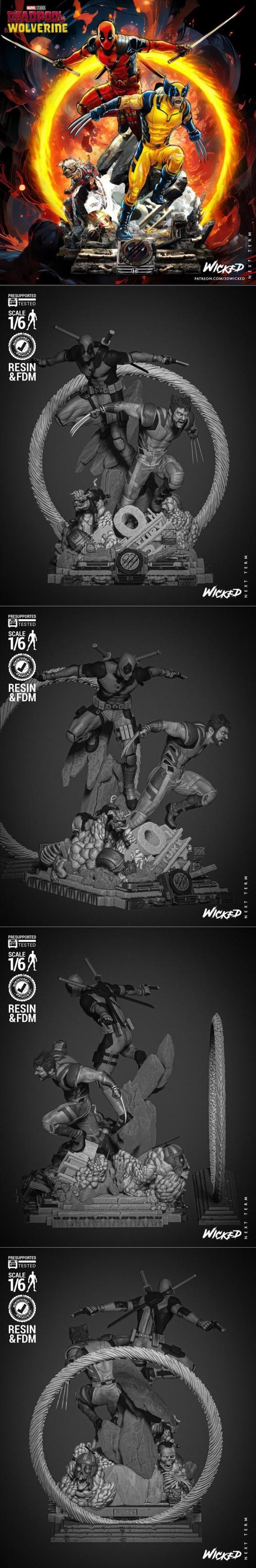 WICKED – Deadpool and Wolverine Diorama – 3D Print Model STL