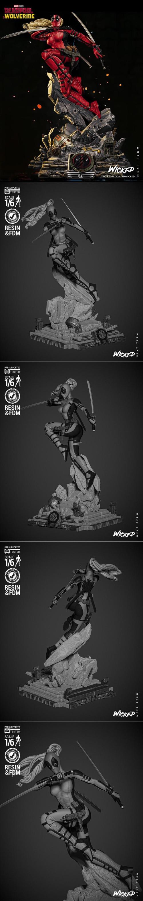 WICKED – Lady Deadpool Sculpture – 3D Print Model STL