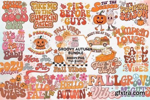 CreativeFabrica  - Groovy Autumn Clipart PNG Bundle