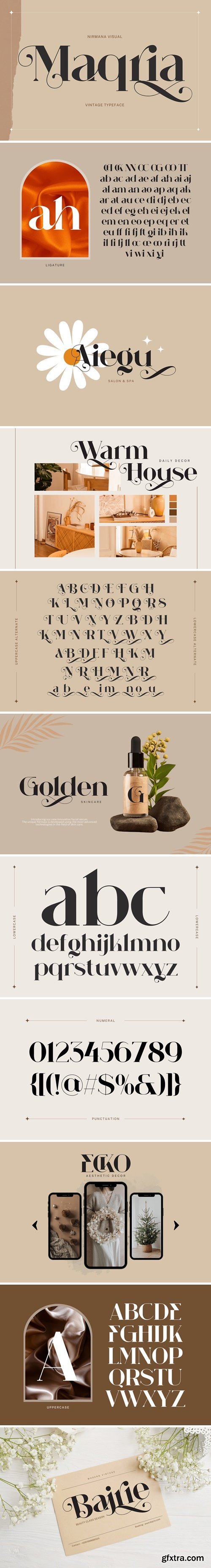 CM - Maqria Vintage - Branding Logo Font 284728666