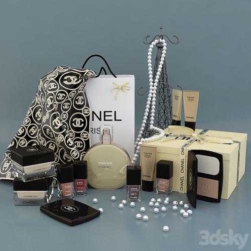 Decorative set CHANEL, perfumes, cosmetics