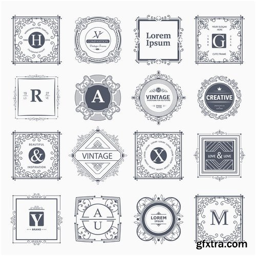 Labels, menu, logo in vector, vintage style № 16