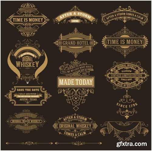 Labels, menu, logo in vector, vintage style № 20