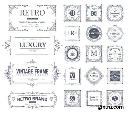 Labels, menu, logo in vector, vintage style № 24