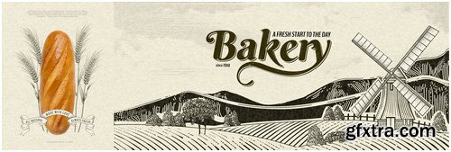 Bakery labels in vector