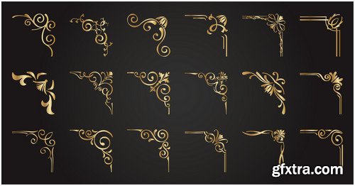 Corners ornaments gold in vector