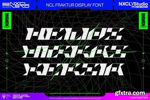 Fraktur - Futuristic Cyberpunk Y2K Mecha Font E73PGF7