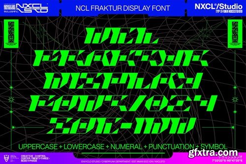 Fraktur - Futuristic Cyberpunk Y2K Mecha Font E73PGF7