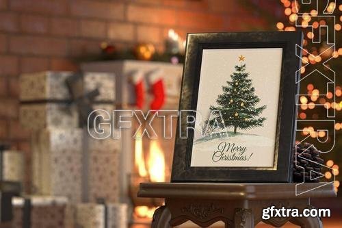 Christmas Card In Frame Mockup XK4B75H