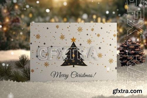 Christmas Greeting Card With Snowflakes Mockup YTU2R2E