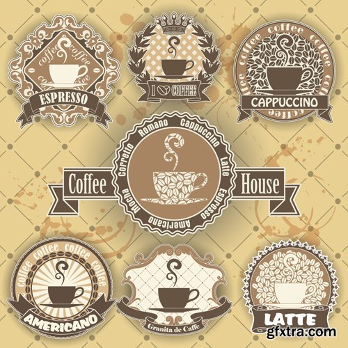 Coffee collection of vector labels badges and stikers