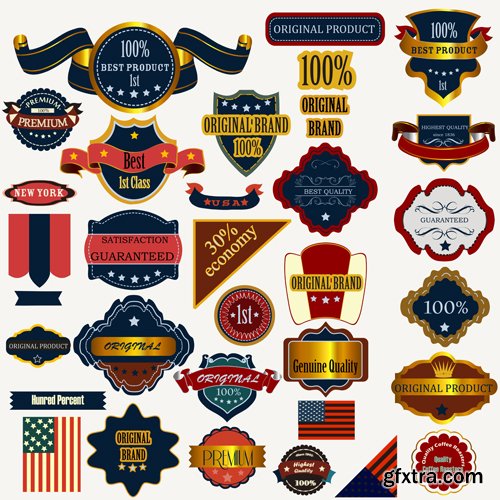 Labels, badges and stikers in vector retro style