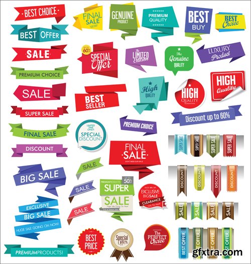 Sale banners and labels vector collection modern style