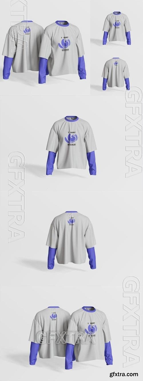 Long Sleeves T Shirt Mockup 2LPUGLT